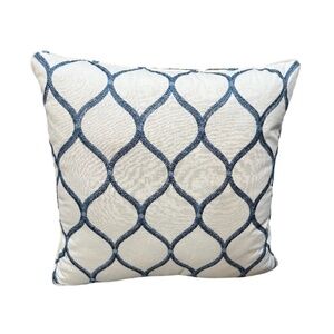 18 x 18 Blue and White Embroidered Throw Pillow